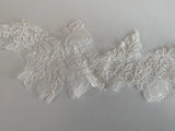 Craftuneed Bundle 4pcs ivory embroidered lace trims sew on floral lace applique tulle motif patch