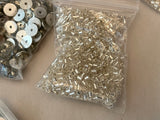 Craftuneed Job lot 16packs sew on flat base circle floral rhinestones silver tube beads