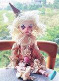 Craftuneed 1:6 Scale Circus Lolita BJD Clown Doll with Hand-Painted Face Makeup And Costume Handmade Ball Jointed Doll Collectible