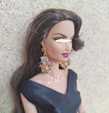 Craftuneed 1:6 Scale Miniature Doll Glamorous Drop Earrings Handmade Luxury dollhouse jewellery faux diamonds Earrings Accessories