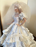 Craftuneed 1:6 miniature 90s Inspired Vintage Doll Wedding Gown Bridal Dress and Veil with ruffle details Handmade