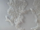 Craftuneed Bundle 10pcs ivory lace applique sew on embroidered floral tulle lace motif patch