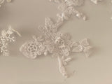Craftuneed Bundle 10pcs ivory white floral sequins lace applique motif patch sew on lace trim