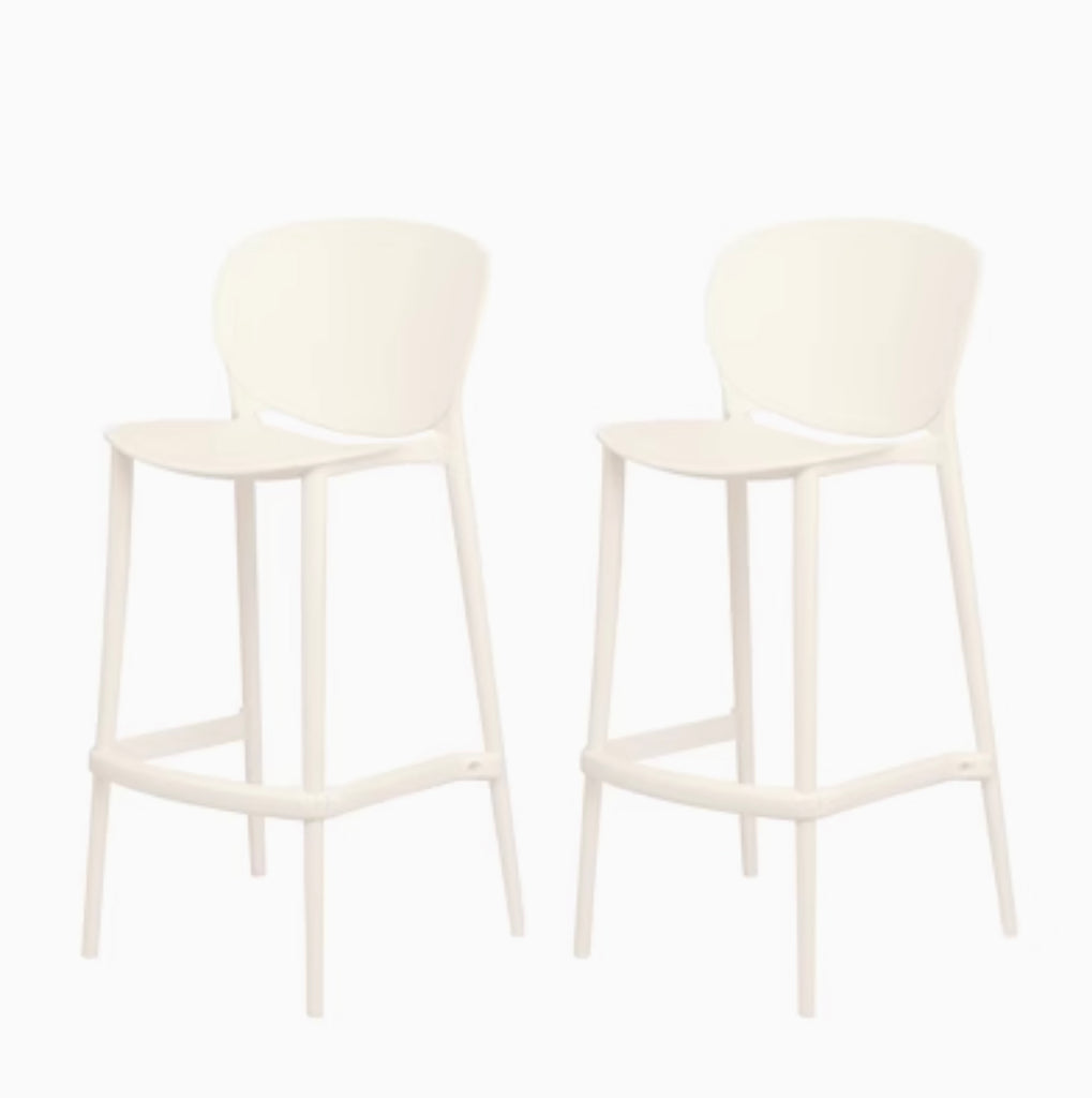 Craftuneed 1:6 Scale A Pair Nordic Style Bar Stools with Backrest Miniature High Chairs for Dollhouse Kitchen or Cafe Scene