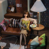 1:6 Scale Dollhouse French Style Sofa, Armchair & Coffee Table Miniature Metal Leather Modern Doll Furniture Available in white colour