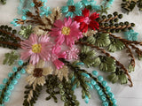 Bundle 3pcs Colourful Embroidered Floral Lace Applique Patches 3D Cotton Threads Flower Lace Motif