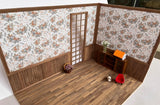 1:6 Scale Handmade Miniature Dollhouse Room Kit - Flat Pack Walnut Wooden Wall & Floor Scene