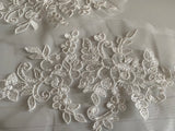 Craftuneed Bundle 6pcs Bridal Ivory Floral Lace Applique Sew On Embroidered Tulle Lace Motif Patch