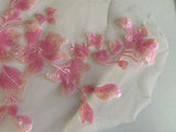 Bundle 5pcs Pink shades Sequin Floral Lace Applique: Sew-On Tulle Motif Patch (28cm x 14cm)