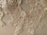 Craftuneed Bundle 6pcs bridal ivory sew on lace applique embroidered floral lace motif patch