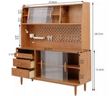 Craftuneed 1:6 Dollhouse Miniature Wooden Sideboard Storage Cabinet Cupboard Doll Buffet with Sliding Doors & Pegboard Hooks Furniture