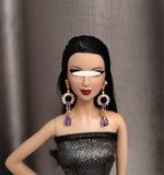 Craftuneed 1:6 Scale Miniature Doll Glamorous Drop Earrings Handmade Luxury dollhouse jewellery faux diamonds Earrings Accessories