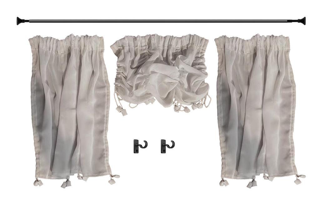 Craftuneed 1:6 Miniature Dollhouse Ivory Cloud Draped Curtains Handmade Doll Window Drapes Rod Variable Size Available