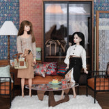 1:6 Scale Dollhouse French Style Sofa, Armchair & Coffee Table Miniature Metal Leather Modern Doll Furniture Available in white colour