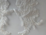 Craftuneed Bundle 10pcs ivory lace applique sew on embroidered floral tulle lace motif patch