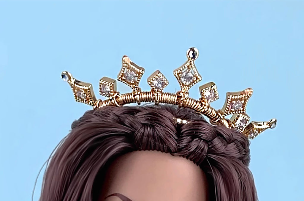Craftuneed 1:6 Scale Fairytale Doll Jewellery Gold Crown Necklace Earrings & Bracelets Miniature Elegant Princess Accessories