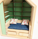 Craftuneed 1:12 Scale Dollhouse Miniature Wooden Bookshelf & Sofa Scene Handmade Mini Book Nook Furniture with 260books