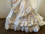 Craftuneed 1:6 miniature 90s Inspired Vintage Doll Wedding Gown Bridal Dress and Veil with ruffle details Handmade