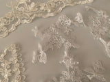 Craftuneed Bundle 10pcs ivory white floral sequins lace applique motif patch sew on lace trim
