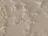 Craftuneed Bundle 10pcs ivory white floral sequins lace applique motif patch sew on lace trim