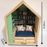Craftuneed 1:12 Scale Dollhouse Miniature Wooden Bookshelf & Sofa Scene Handmade Mini Book Nook Furniture with 260books