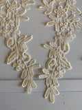 Craftuneed Bundle 6pcs champagne lace applique sew on embroidered floral lace motif patch