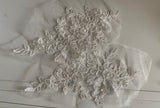 Craftuneed Bundle 6pcs Bridal Ivory Floral Lace Applique Sew On Embroidered Tulle Lace Motif Patch