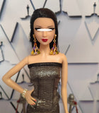 Craftuneed 1:6 Scale Miniature Doll Glamorous Drop Earrings Handmade Luxury dollhouse jewellery faux diamonds Earrings Accessories