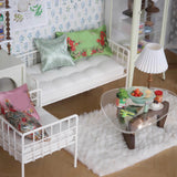 1:6 Scale Dollhouse French Style Sofa, Armchair & Coffee Table Miniature Metal Leather Modern Doll Furniture Available in white colour