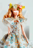 Craftuneed 1:6 Miniature Doll Dress Victorian Princess Floral Gown with Sunflower Print Elegant Handmade Outfit For Collectible Dolls