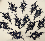 Craftuneed Bundle 12pcs navy sew on lace applique embroidered floral lace motif patch