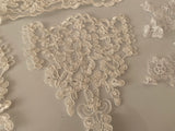 Craftuneed Bundle 10pcs ivory white floral sequins lace applique motif patch sew on lace trim