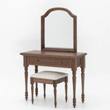 1:6 Scale Dollhouse Bedroom Furniture Miniature Wooden Bed Frame Mattress Bedside Cabinet Dressing Table with Mirror For Dolls Handmade Craftuneed