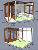 1:6 Scale Japanese Room Miniature Kit - Unpainted Unfurnished Flat Pack Wooden Dollhouse Scene Craft Supply