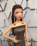 Craftuneed 1:6 Scale Miniature Doll Glamorous Drop Earrings Handmade Luxury dollhouse jewellery faux diamonds Earrings Accessories