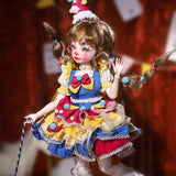 Craftuneed 1:6 Scale Circus Princess BJD Doll Dorina Clown Girl with Hand-Painted Face Makeup Colourful Costume Collectible
