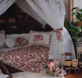 Craftuneed 1:6 miniature dollhouse Four Poster Bed Victorian Style Doll Wood Canopy Bed Furniture