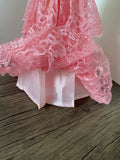 Craftuneed 1:6 miniature doll peach pink evening ball gown mini doll lace wedding dress Handmade