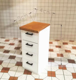 Craftuneed 1:12 Scale Miniature Dollhouse Kitchen L-Shape Cabinet Furniture with Sink Stove Corner Storage Units