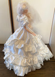 Craftuneed 1:6 miniature 90s Inspired Vintage Doll Wedding Gown Bridal Dress and Veil with ruffle details Handmade