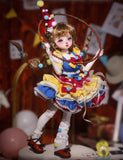 Craftuneed 1:6 Scale Circus Princess BJD Doll Dorina Clown Girl with Hand-Painted Face Makeup Colourful Costume Collectible