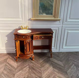 Craftuneed 1:12 Scale Doll Vanity Sink Cabinet Stool Bathtub Miniature Dollhouse Victorian Style Bathroom furniture
