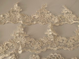Craftuneed Bundle 10pcs ivory white floral sequins lace applique motif patch sew on lace trim