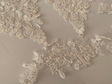 Craftuneed Bundle 10pcs ivory white floral sequins lace applique motif patch sew on lace trim