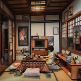 1:6 Scale Japanese Room Miniature Kit - Unpainted Unfurnished Flat Pack Wooden Dollhouse Scene Craft Supply