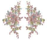 Craftuneed a mirror pair pastel colour floral lace motif sew on flower lace applique patch