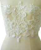 Craftuneed Bridal wedding floral beads lace applique sew on sequins lace motif dress patch