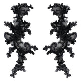 Craftuneed a mirror pair of black floral sequins lace applique sew on sequins tulle lace motif patch