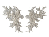 A mirror match pair ivory beads lace applique sew on floral sequins lace motif patch
