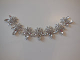 Bridal wedding silver floral rhinestones chain applique craft diamante applique